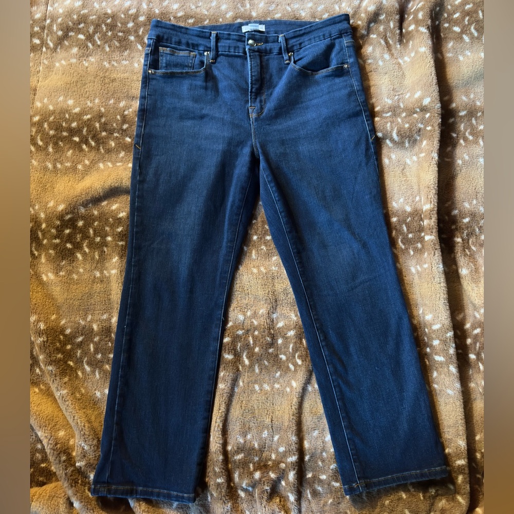 Good American Dark Blue Straight Leg Jeans